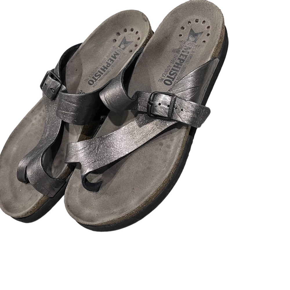 Mephisto Helen metallic grey thong sandal